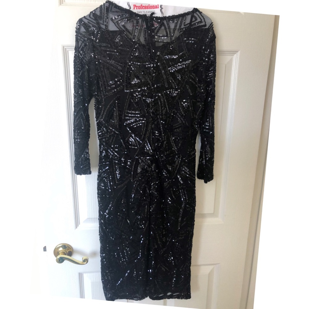 NYE DRESS Black sequin designed quarter sleeve